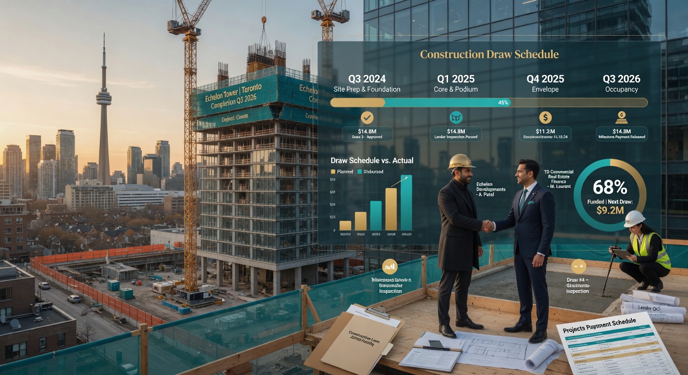 Toronto high-rise construction project financing draw schedule, milestone inspections, and lender coordination for commercial development loans