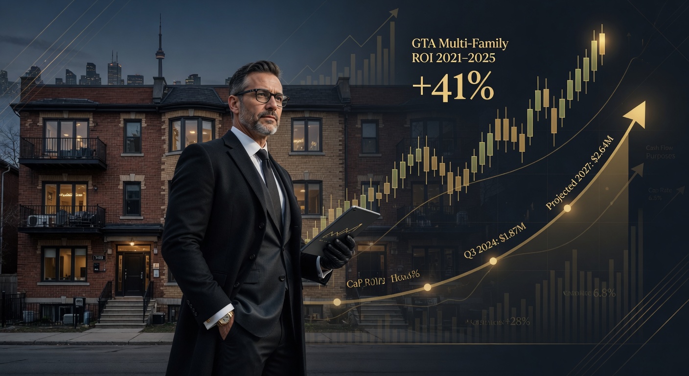 Investor with multi-unit Toronto property and financial growth charts