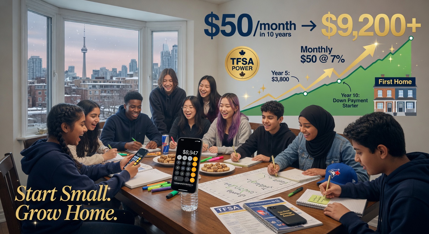 Teens learning compound interest and investing for home