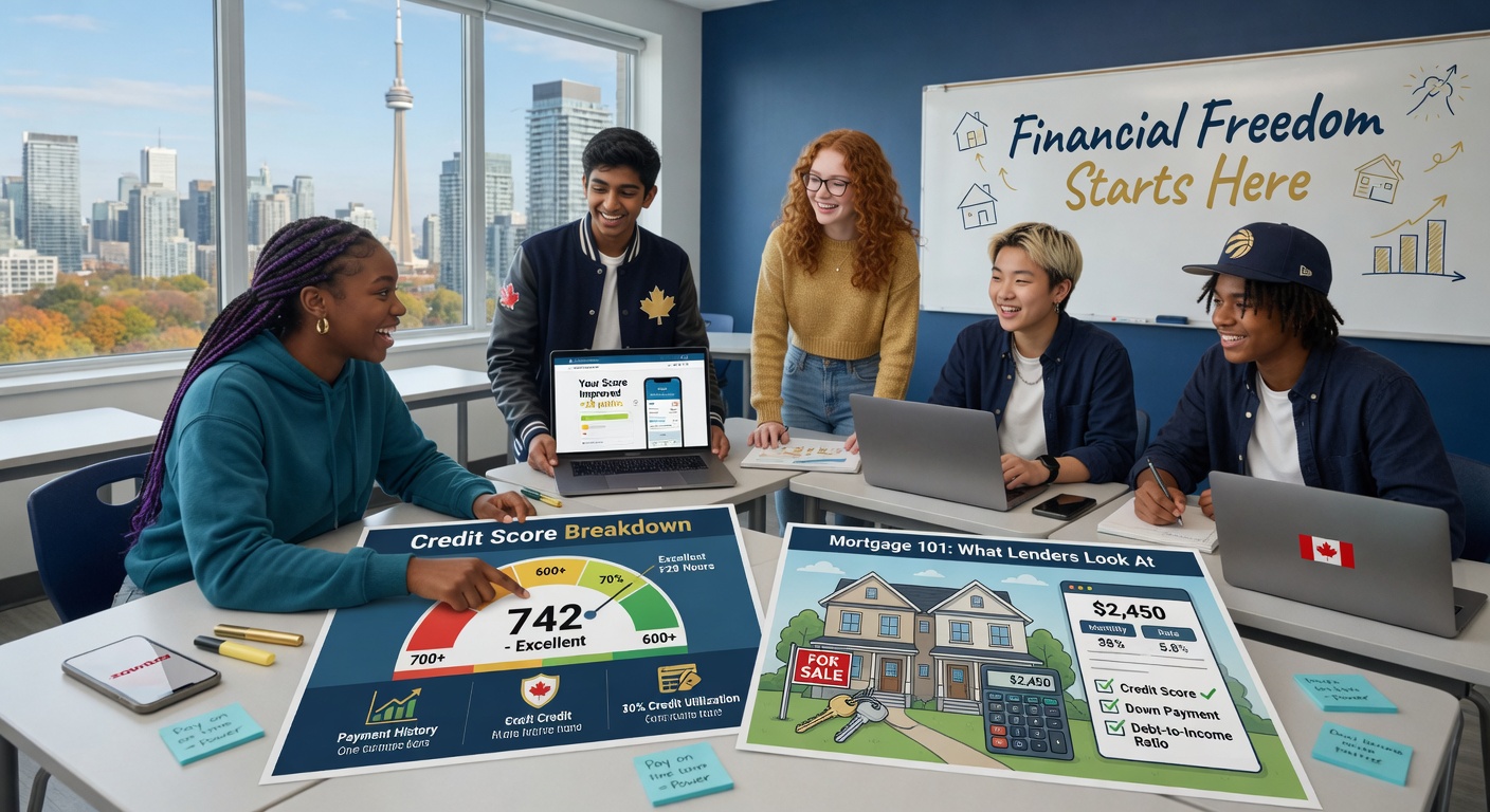Teens learning credit scores and mortgages in Toronto