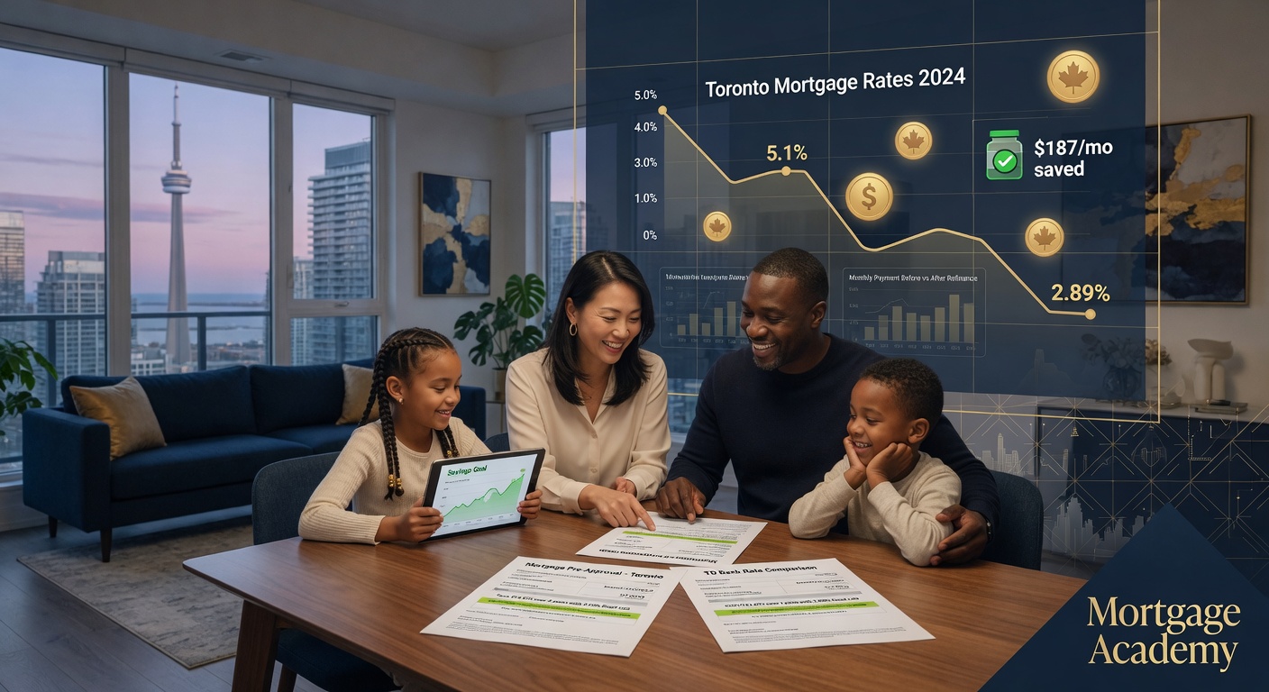 Mortgage rate comparison charts with Toronto skyline